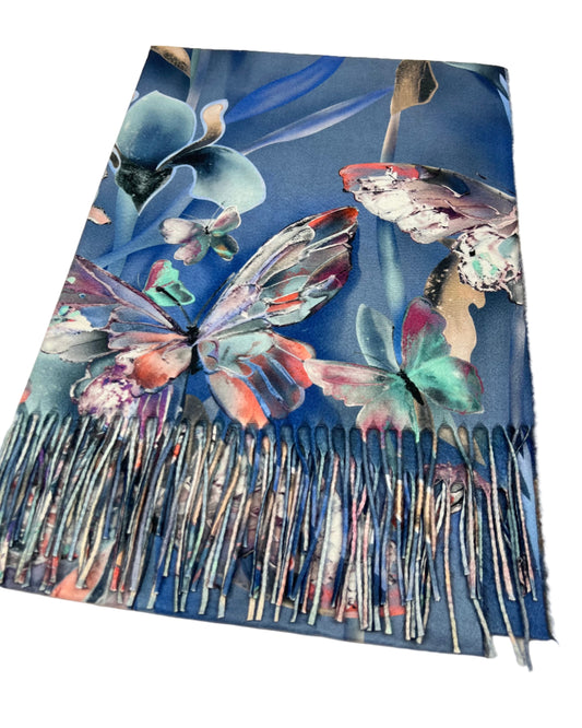 Šalikas Drugelių sapnas mėlynas