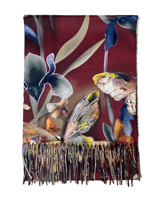 Šalikas Drugelių sapnas bordo