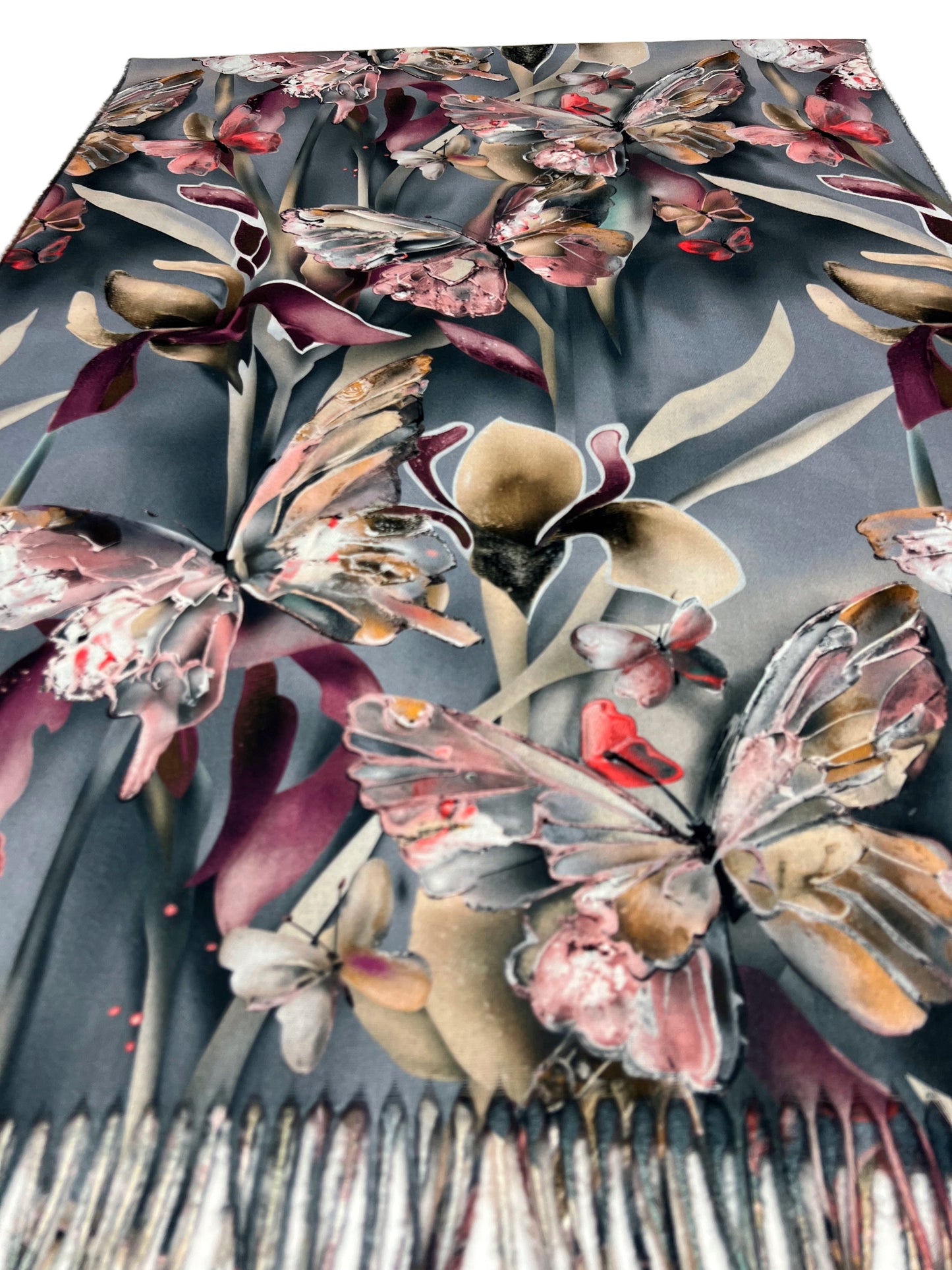 Šalikas Drugelių sapnas pilkas