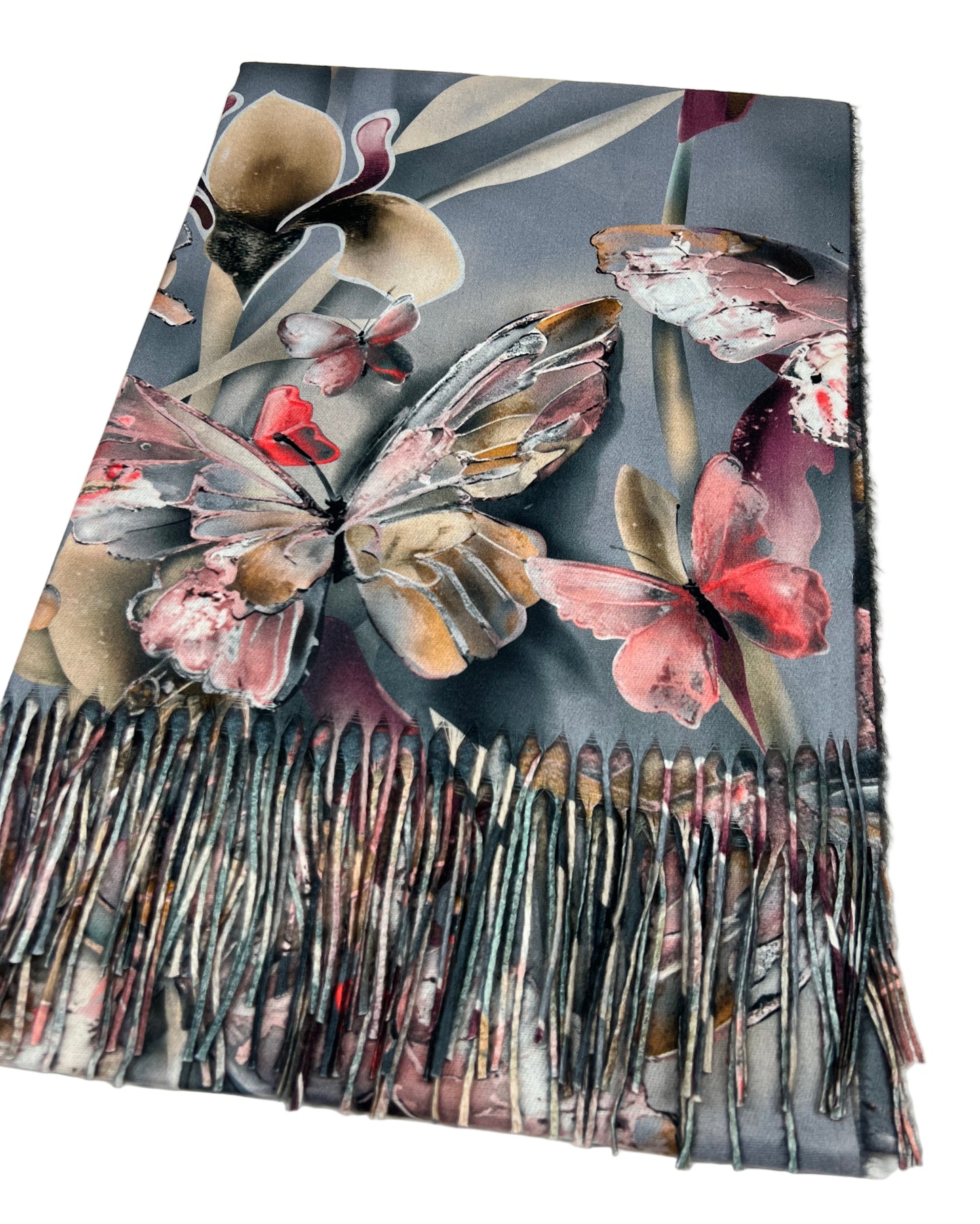 Šalikas Drugelių sapnas pilkas