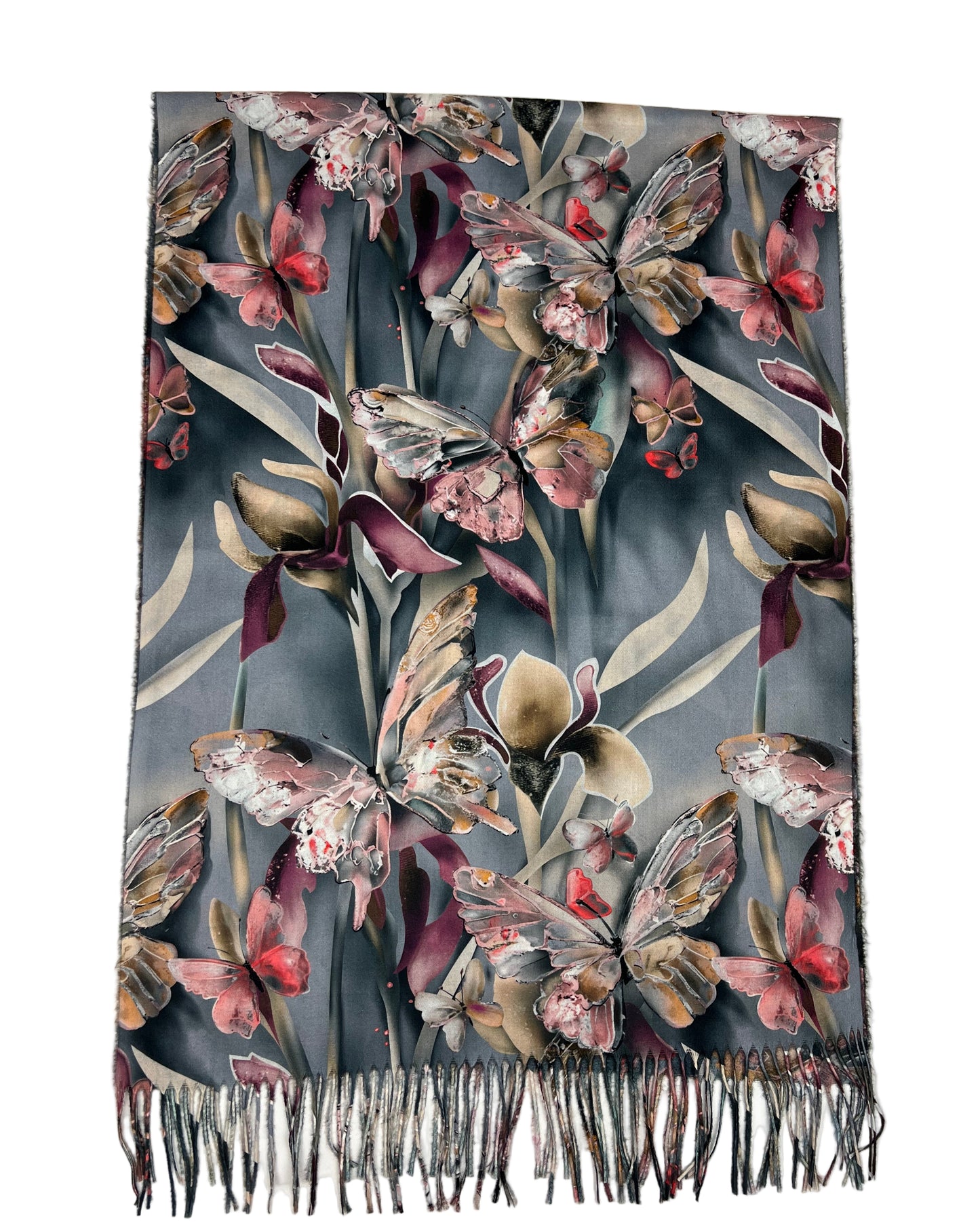 Šalikas Drugelių sapnas pilkas