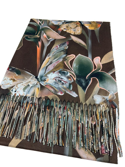 Šalikas Drugelių sapnas rudas