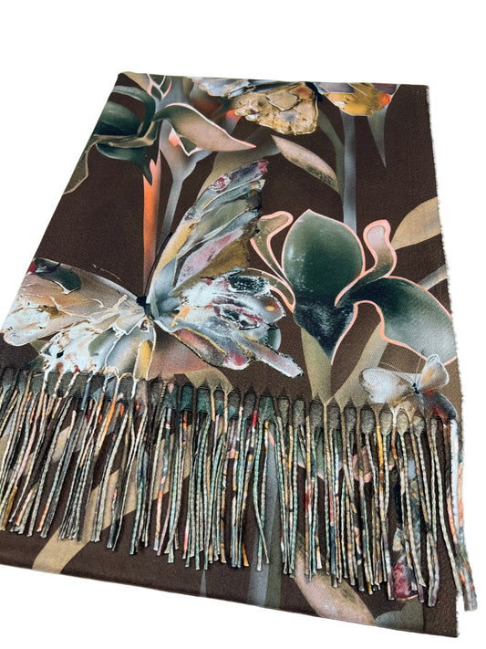 Šalikas Drugelių sapnas rudas