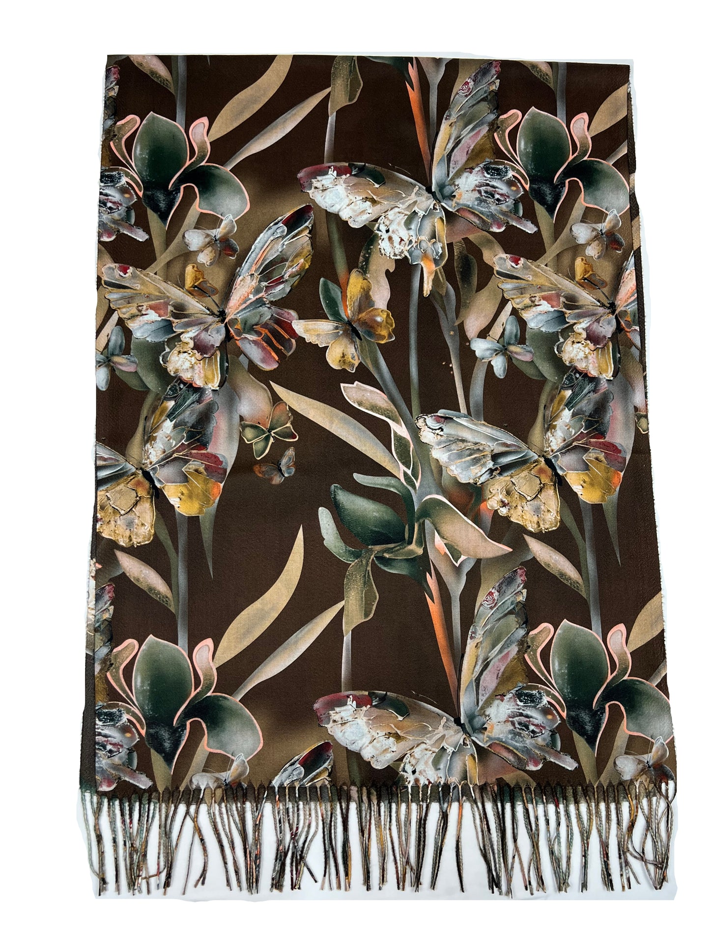 Šalikas Drugelių sapnas rudas