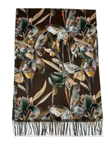 Šalikas Drugelių sapnas rudas