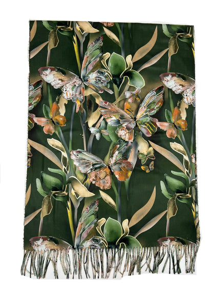 Šalikas Drugelių sapnas žalias