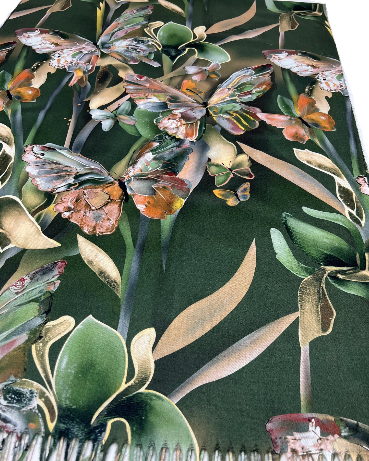 Šalikas Drugelių sapnas žalias